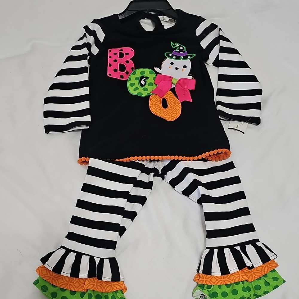 Kids Halloween Boo Costume Set - Black, White, Orange, Green